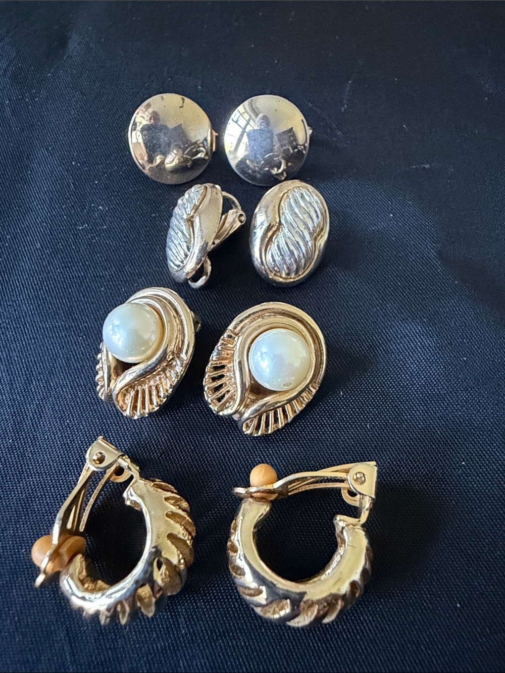 Gold-Tone Pearl Accent Clip-On Earrings Set - Gold